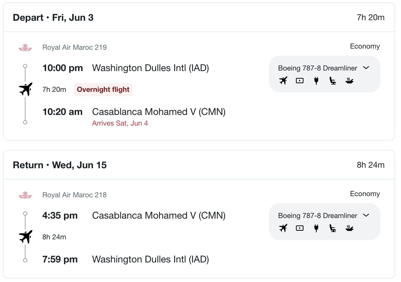 Morocco flight