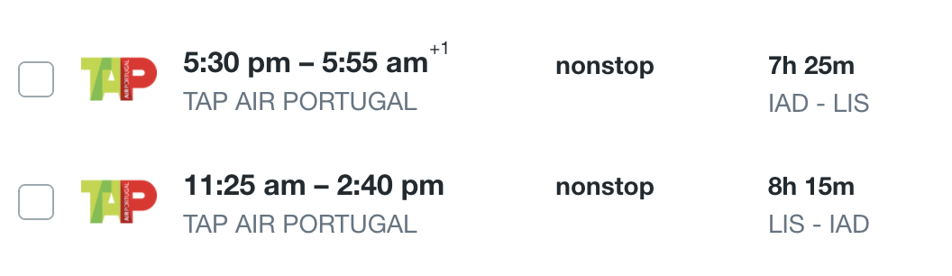 Portugal 2022 flights